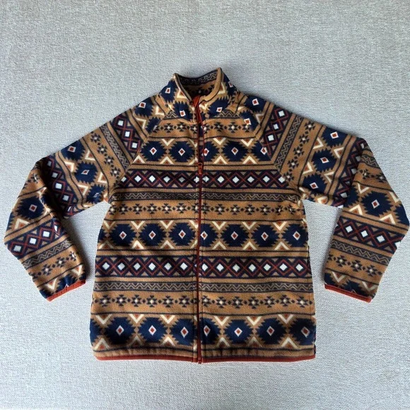 Youth Aztec Southwestern Zip Up Fleece‎ Jacket XL (14-16), Pockets Wonder Nation