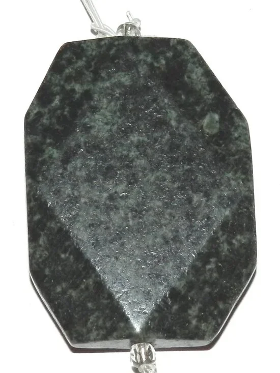 P2477 Green Serpentine 50mm Flat Faceted Freeform Octagon Gemstone Pendant