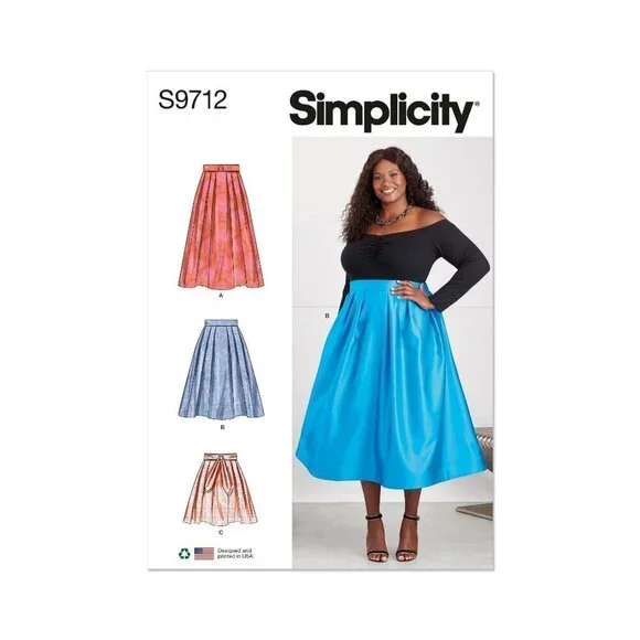 Simplicity Sewing Pattern 9712‎ R11687 Skirt Womens Size 30W-38W