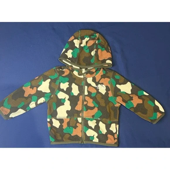 The north face baby camouflage jacket size 6-12 months Fleece‎ Coat Green Brown