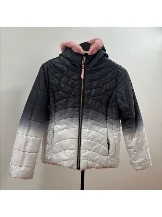 121. Pacific Trail Girls' Reversible to Faux Fur Tie-Dye Hooded Jacket
