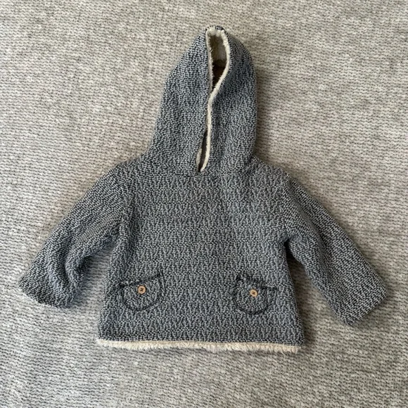 Búho Barcelona Wool Blend‎ Hooded Sherpa Lined Sweater Jacket 9M