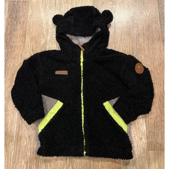 Obermeyer Kids' Shay Sherpa Jacket Fleece Hooded Black Reflective Size Medium
