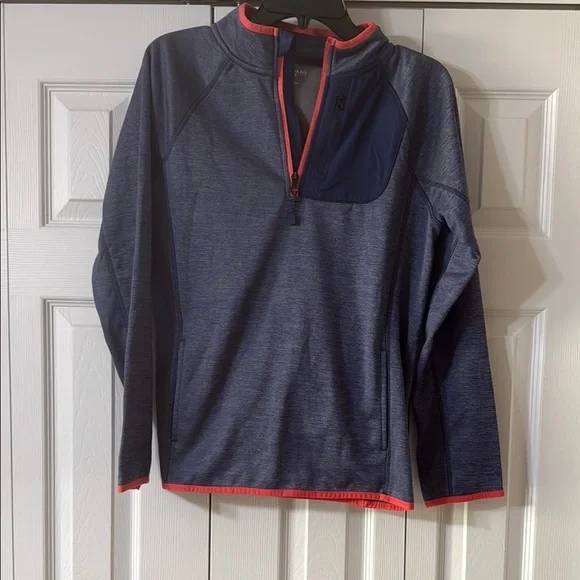 Crown‎ & Ivy Navy and Coral Quarter-Zip Pullover