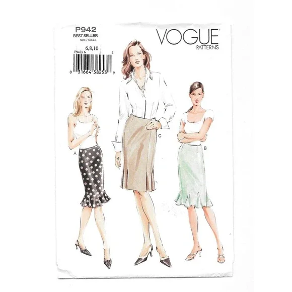Vogue P942 Misses' Petite Skirt Size 6 8 10‎ Sewing Pattern Uncut