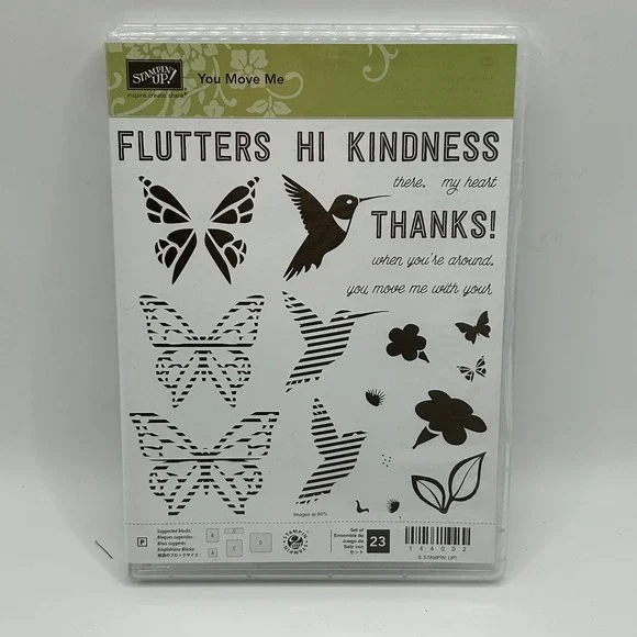 Stampin Up You Move Me 23 Piece Photopolymer Stamp Set 144002 Butterfly Bird‎