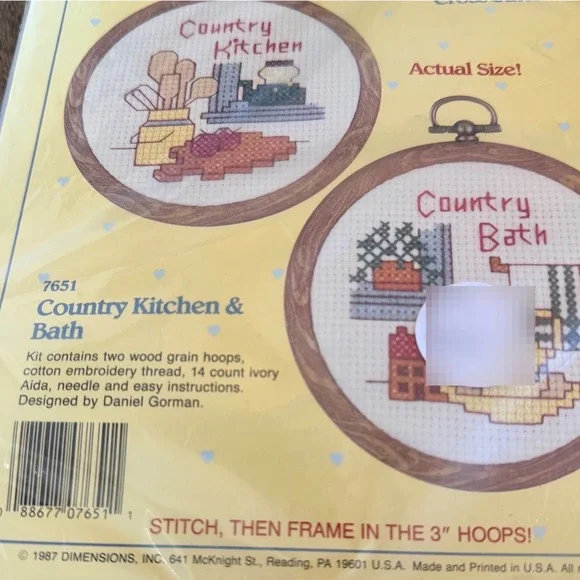 Vintage 1987 Dimensions Stitchables Country Kitchen Bath Cross Stitch Kit‎ 3