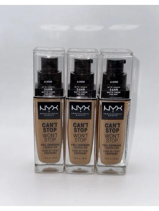 3 NYX Can't Stop Won't Stop Full Coverage Foundation Almond