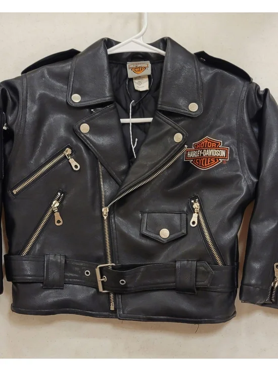 Harley-Davidson Black Leather Biker Jacket with Embroidered Shield