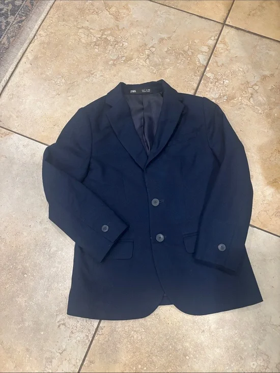 Zara Navy Boys Blazer - Two-Button Notch Lapel size 7 Boys