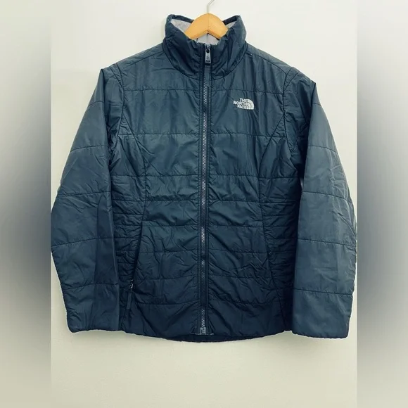 The North Face Girls 14/16 Insulated Puffer Jacket Black Lightweight Zip Coat