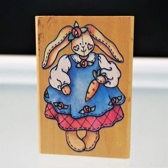 Easter Stamp Lady Bunny Rabbit Stitched Doll Stampede Rubber Stamp