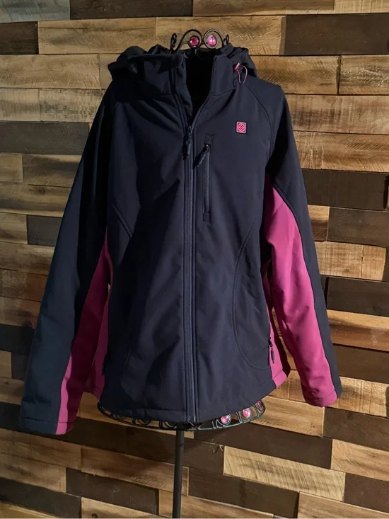 Ororo Womes classic heated jacket softshell black/purple Sz XXL detachable hood