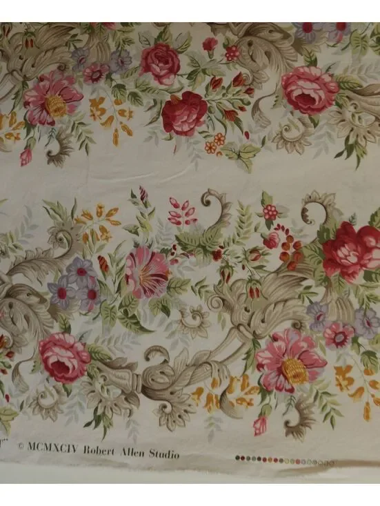 Vintage Robert Allen Studio Earls Court Floral Fabric 3 Yards 1994 Botanical