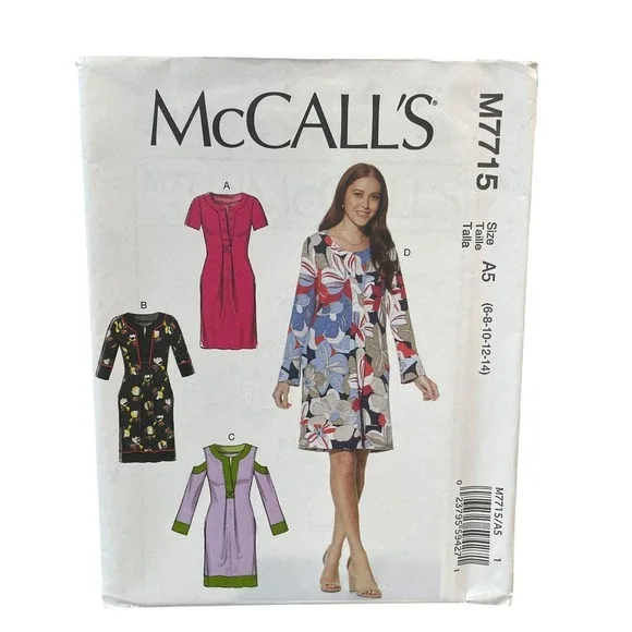 McCALL'S M7715 Misses' Dress Sewing Pattern‎ Sizes 6-14 Modern