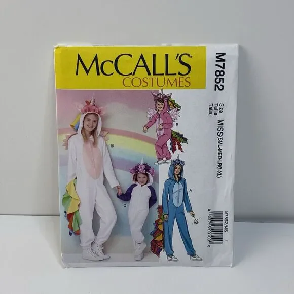 Adult Unicorn Costume Jumpsuit Cosplay Size 8-22 S-XL  UNCUT Pattern m7852