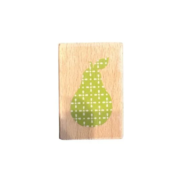 New Hampton Arts Studio‎ G Mini Pear Rubber Wooden Stamp 2011, Fruit, Summer