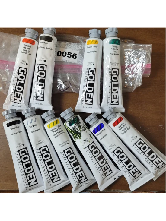 #56 Golden Heavy Body Acrylic 2oz Paint Lot Of 10 Colors New/Sealed.