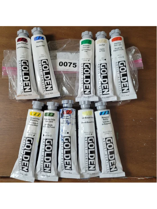 #75 Golden Heavy Body Acrylic 2oz Paint Lot Of 10 Colors New/Sealed.