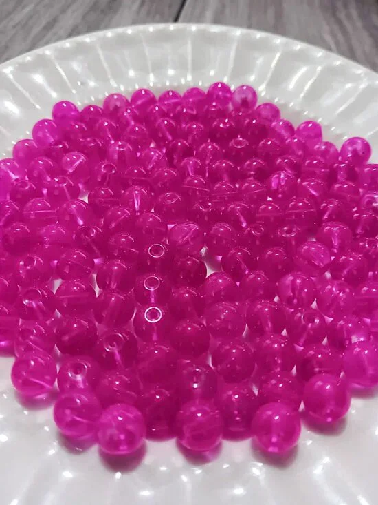 Bulk Lot of 8mm Magenta Jade Style Glass Beads
