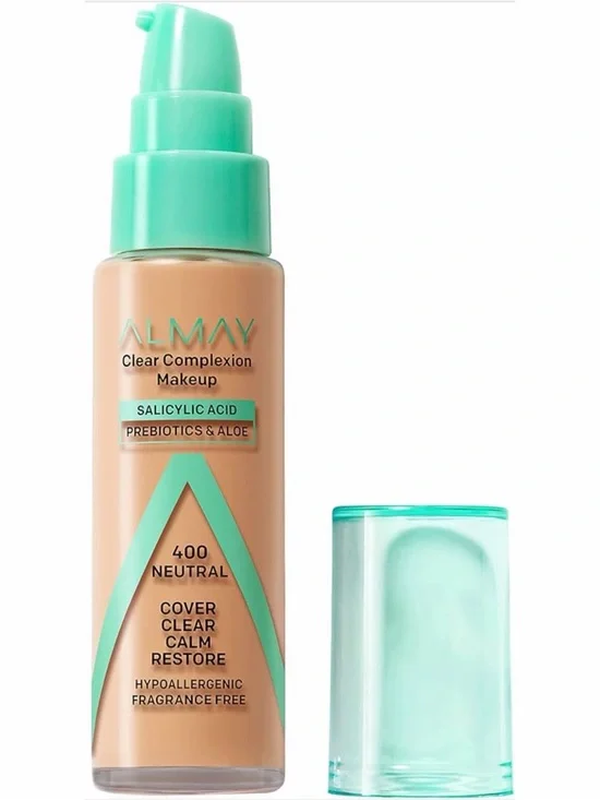 ALMAY Clear Complexion Foundation with Salicylic Acid, 400 NEUTRAL ~ Full Size