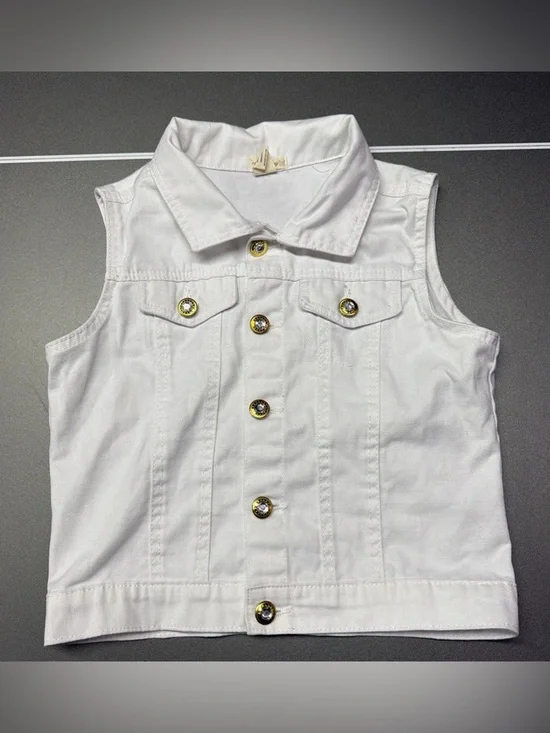One Step Up Girls‎ Medium Denim Vest White Size Great Condition