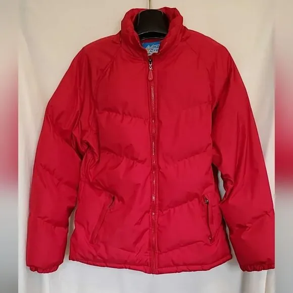 Girls Red Quilted Puffer Jacket with Stand-Up Collar Girls-XL