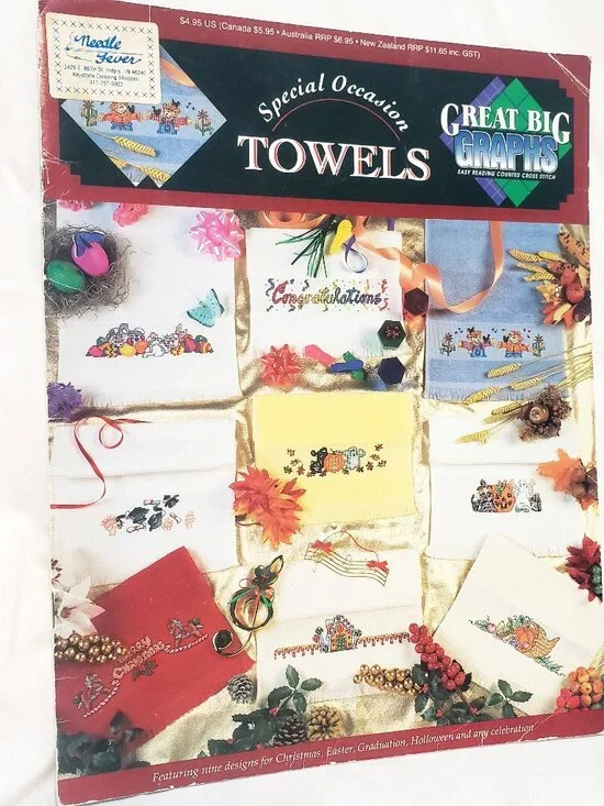 Special Occasion Towels Cross Stitch Pattern Leaflet Great Big Graphs 1992