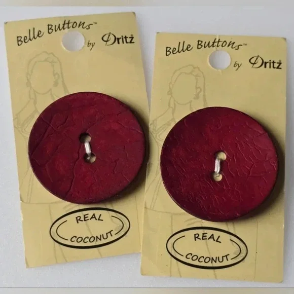 2 Large Real Coconut Shell Buttons Belle Buttons by Dritz