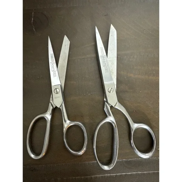 Vintage Sears Stainless Steel Sewing Shears Set Made in Italy 20150 2010 2 Pairs