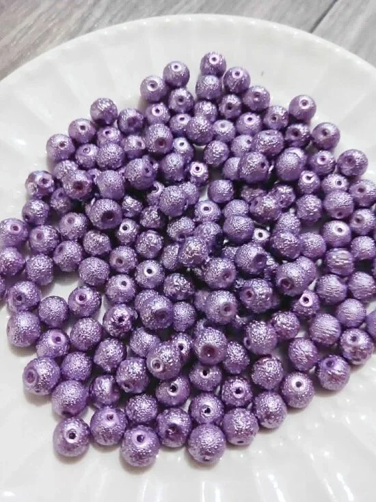 Bulk Lot of 8mm Lilac Rustic Glass Pearl Beads