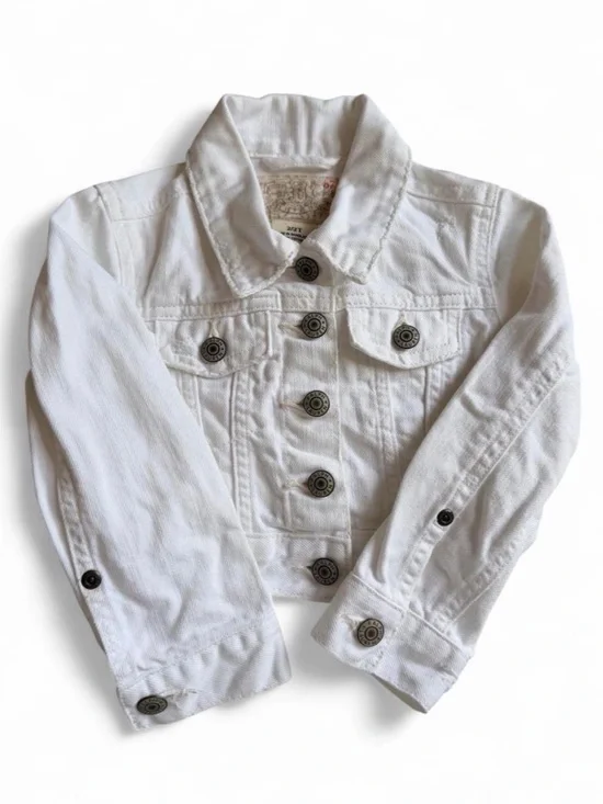 Vintage Ralph Lauren White Kids Denim Jacket - Button-Front Jean Jacket