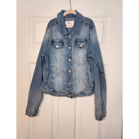 Justice Girls Embellished Denim Jacket Size‎ 14/16