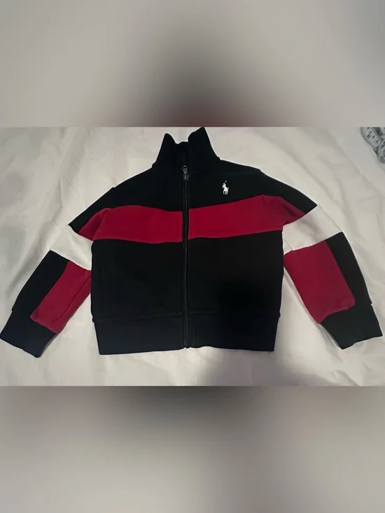 Polo by Ralph Lauren Black Jacket with Red and White Stripes