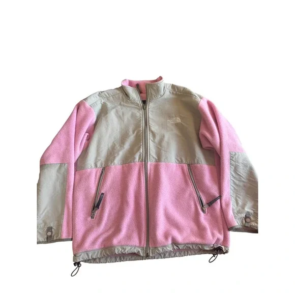 The North‎ Face Fleece Jacket Pink Gray Youth XL Full Zip Outdoor