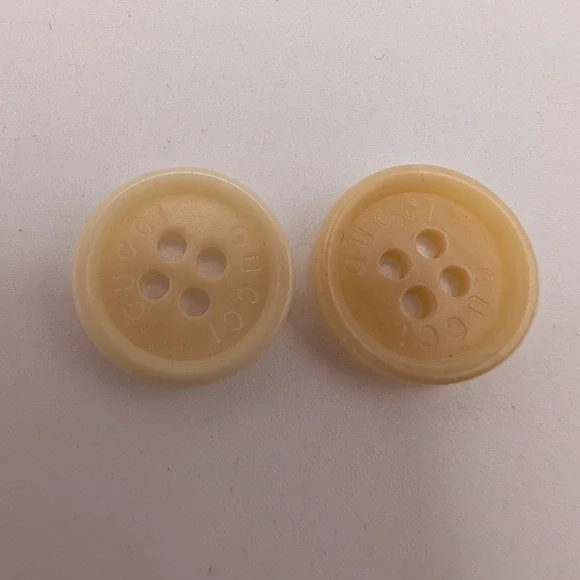 Gucci Buttons Cream Tan 16mm Logo 4-Hole Engraved 2pc Set Replacement Round