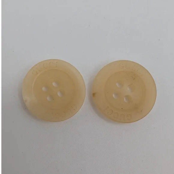 Gucci Buttons Tan Beige 4-Hole 14mm Logo Engraved 2pc Set Replacement Round