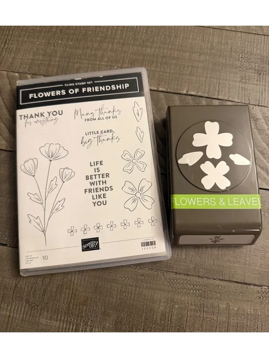 Stampin’ Up Flowers Of Friendship stamp set with Flowers & Leaves shape punch