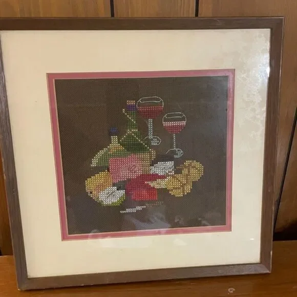 Vintage 1970s framed cross-stitch