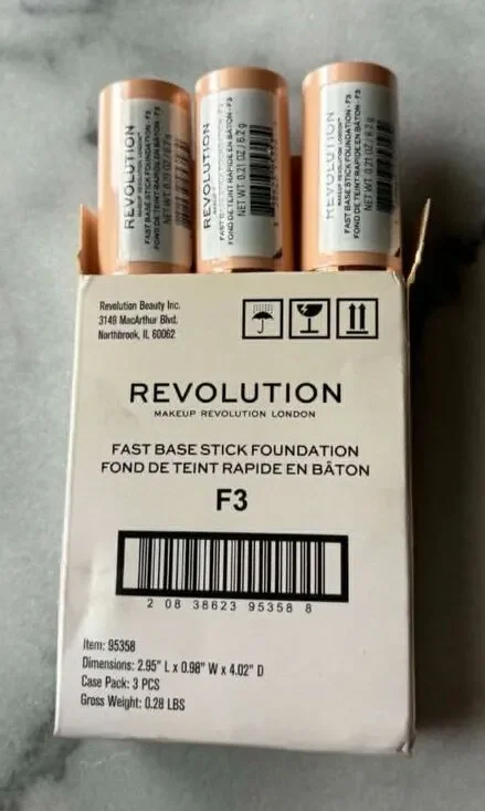 Revolution Fast Base Stick Foundation F3 Lot of 3