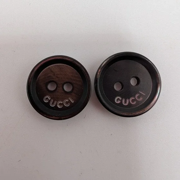 Gucci Buttons Brown Logo 14mm Engraved Replacement Buttons 2pc Set 2-Hole Round