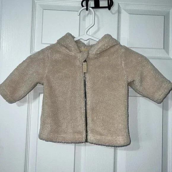 Hanna Andersson Cream Sherpa Full Zip Jacket Size 6-12 Months