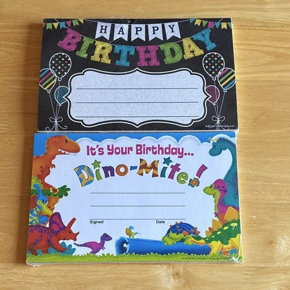 Teacher Created Resources TCR 5466 Chalkboard Birthday Awards 30 Pack Lot of 2