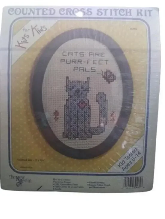 The New Berlin Co Kits for Kids Counted Cross Stitch Kit Cats are Purr-fect Pals