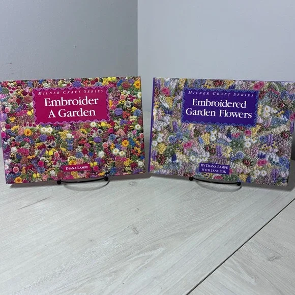Diana Lampe Milner Craft Series Embroider A Garden & Garden Flowers Book Set
