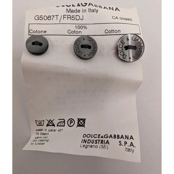 Dolce & Gabbana Buttons 3pc Set Silver Grey Replacement Logo Round Circle NEW
