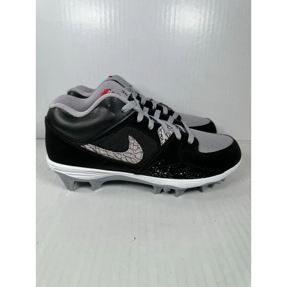Jordan Stadium 90 Low TD Black Cement Football Cleats HQ0210-060 Men's Size 8.5