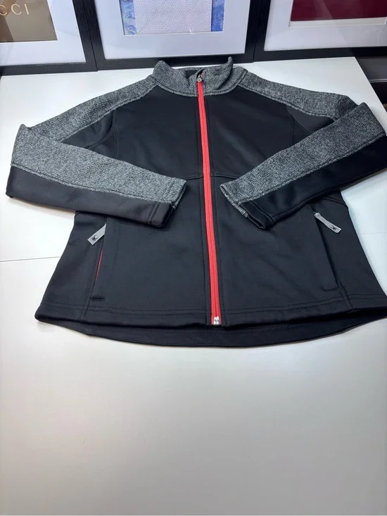 Spyder Kids Black “Bandita Stryke” Jacket with Gray Accents & Red Zipper Size L