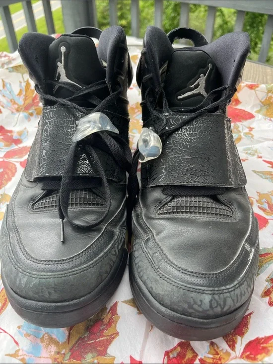 Jordan Black Strap Basketball Sneakers with Elephant Print