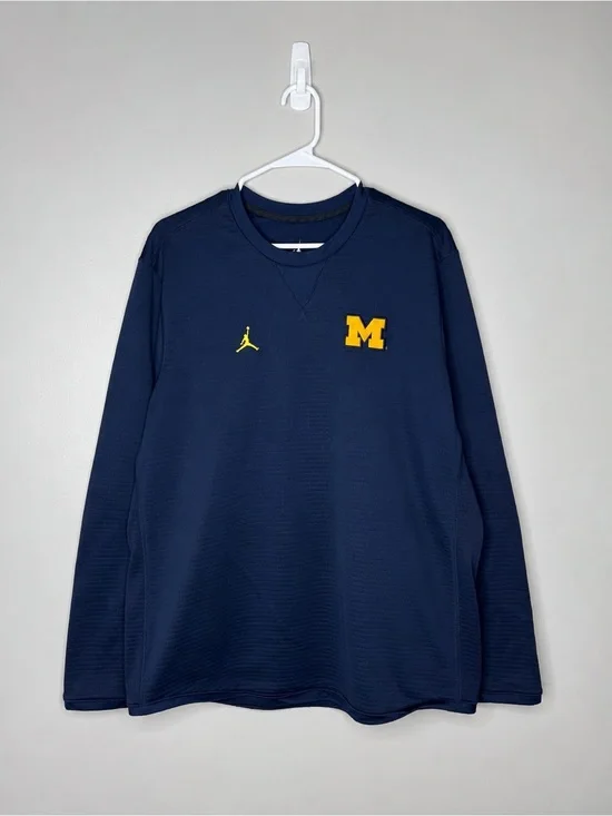 Nike Jordan x Michigan Wolverines Team Issued Long Sleeve Performance Shirt Nav